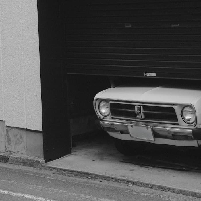 Classic car in a garage